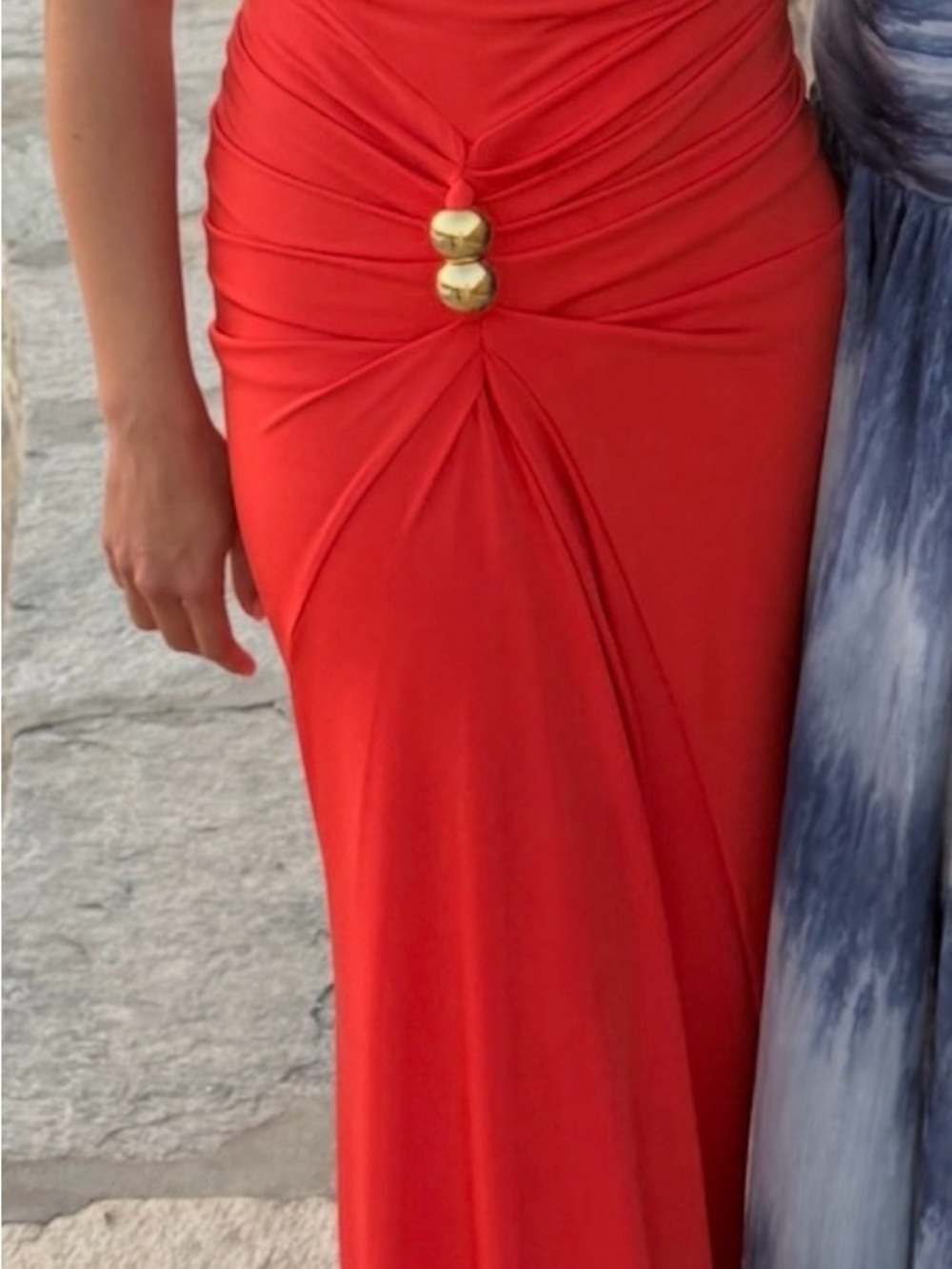 Silvia Tcherassi Orange Halter Frances dress Maxi Gown with Gold Accent - Picture 3 of 4